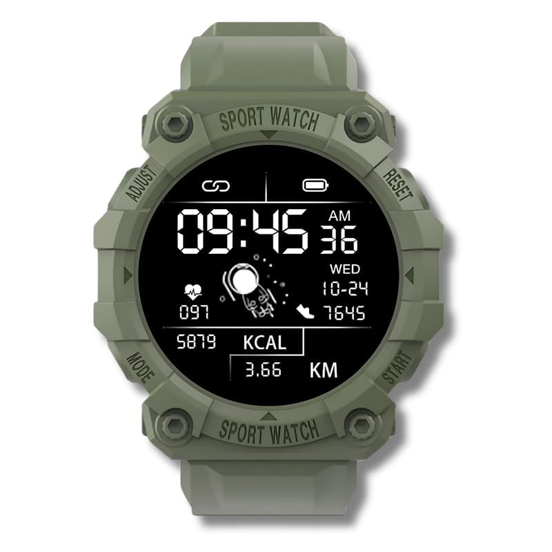 Drumstone (𝟏𝟎-𝐘𝐞𝐚𝐫 Warranty Smart Fitness Watch for Kids & Adults Heart Rate & Sleep Monitor, Step Counter, Calorie Tracker, Waterproof Activity Tracker Compatible with iOS & Android (Green)