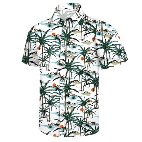 Image of Hawaiian Shirt for Men Tropical Shirts Summer Beach Button Down Short Sleeve Luau Aloha Floral Cruise Vacation Outfit 2026