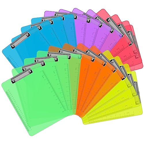 PANDRI 24-pack Clear Plastic Clipboards, 12.5 x 9 In, Low-Profile