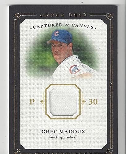 Greg Maddux Framed Captured on Canvas Game Used Jersey Memorabilia Relic Collectible Baseball Card - 2008 Upper Deck Masterpieces Baseball Card #CC-GM (San Diego Padres)