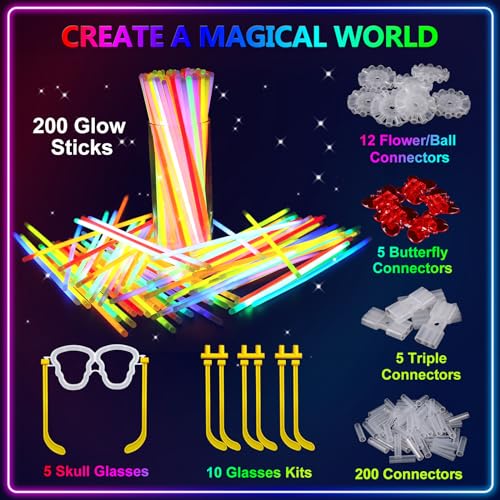 image for BUDI 467Pcs Glow Sticks Halloween Party Favors for Kids Adult Glow in 