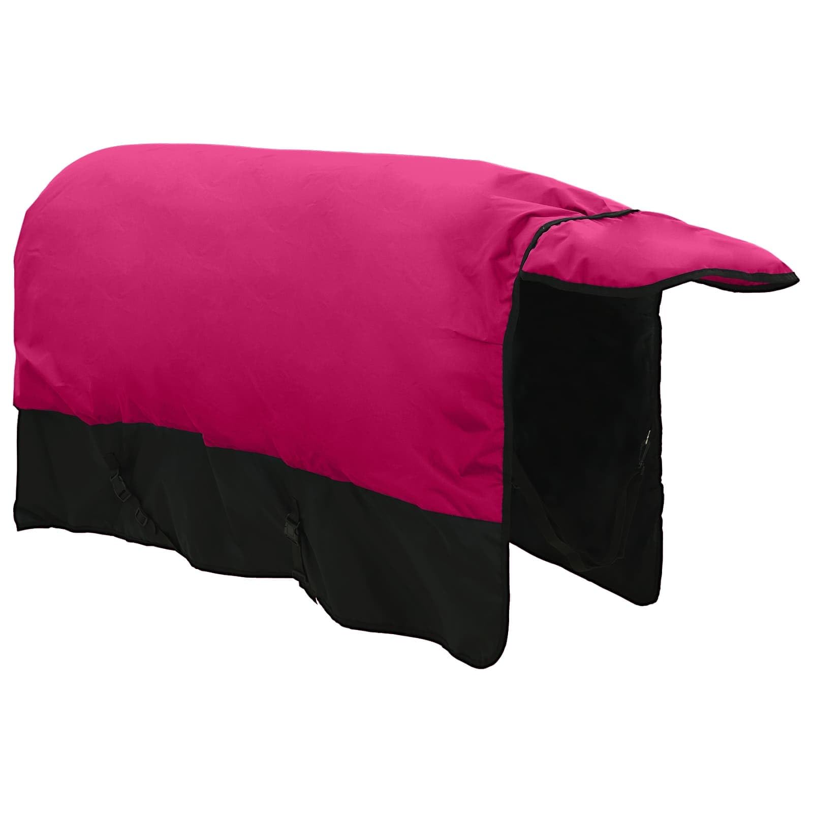 Manta de poliéster para caballo, color verde oscuro y negro, impermeable y transpirable, con solapa de cola, cierre ajustable, para establo, pasto, paddock y transporte