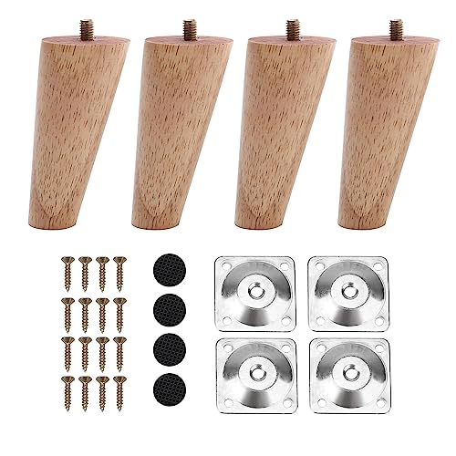 INMOZATA 4PCS Wooden Furniture Legs 10cm Replacement Sofa Legs Chair Legs with Mounting Plates & Screws, Furniture Feet for Chair Bed Sofa Couch Table Cupboard Cabinet Ottoman (10cm, Natural Colour) INMOZATA 4PCS Wooden Furniture Legs 10cm Replacement Sofa Legs Chair Legs with Mounting Plates & Screws, Furniture Feet for Chair Bed Sofa Couch Table Cupboard Cabinet Ottoman (10cm, Natural Colour)