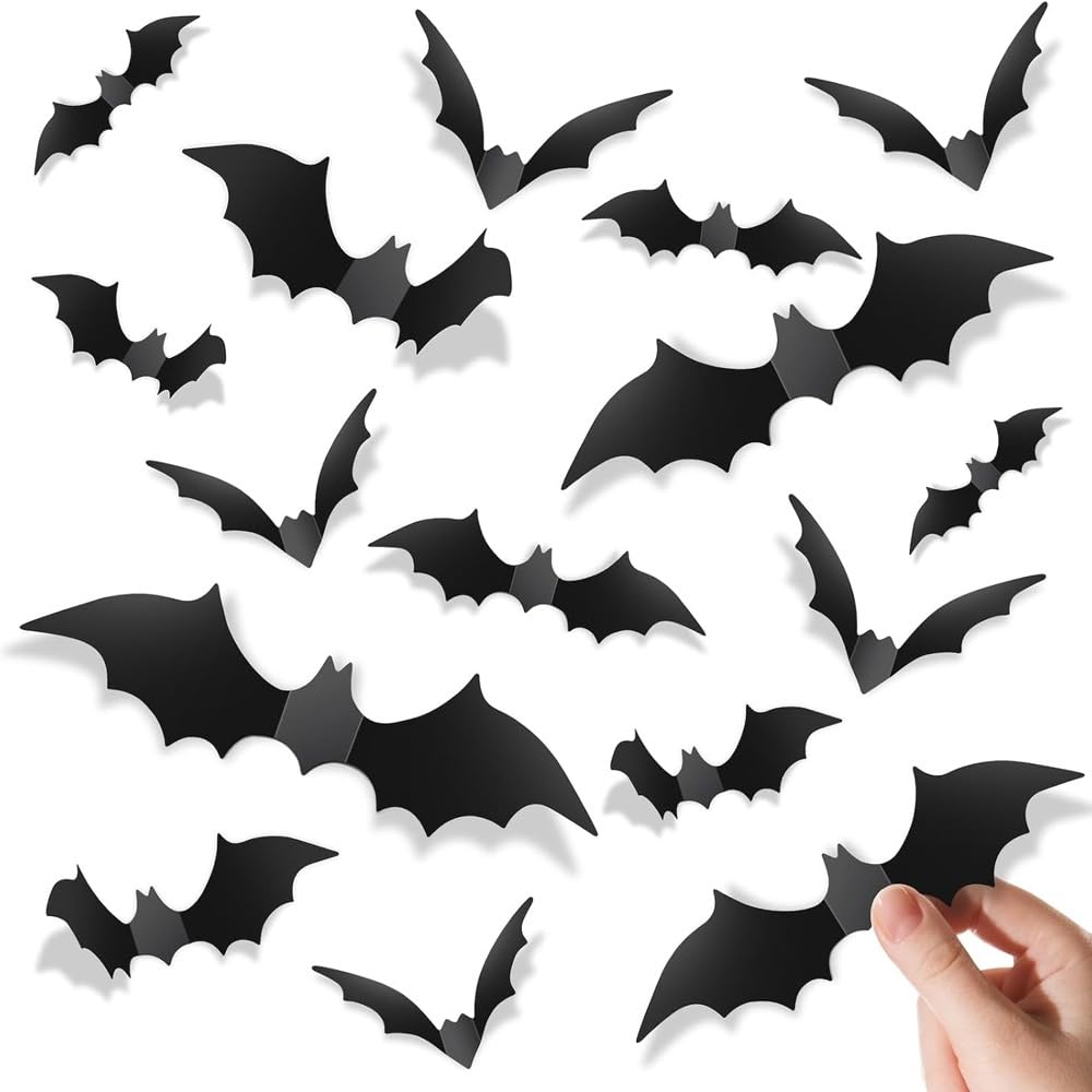 12Pcs Waterproof 3D Black Halloween Bat Wall Stickers – Spooky Home & Party Decor