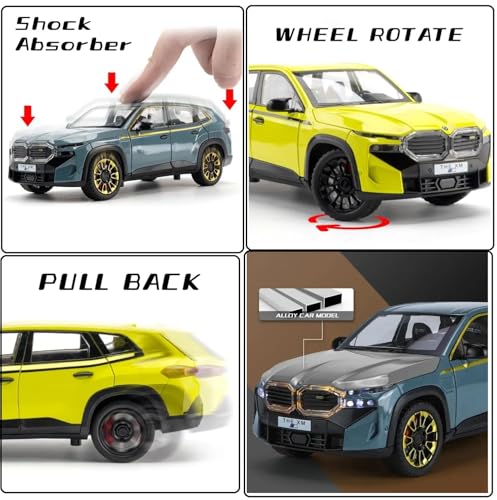 Image of Exclusive Alloy Metal Pull Back Die-Cast Car Diecast Metal Pullback Toy Car with Openable 6 Doors,Light Music Boys Gifts Toys (1:24 B.M.W XM SUV-Black Color)