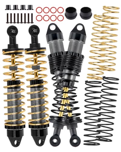 hopsupRC RC Upgrades Parts Aluminum Front Rear Assembled Full Metal Shocks for 1/10 Rustler/Slash/Stampede/Bandit VXL 4X4 4WD 2WD,Shocks Absorber Damper Full Big Bore,Titanium(4PCS)