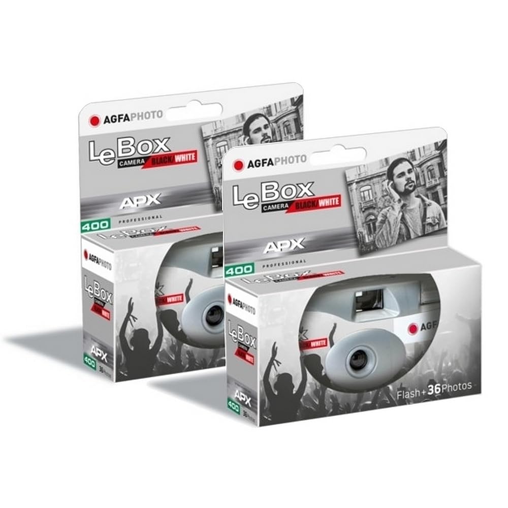 AGFA Photo Pack 2 x 601026 - Fotocamera usa e getta LeBox Black&White, 27 foto, obiettivo ottico 31 mm, grigio