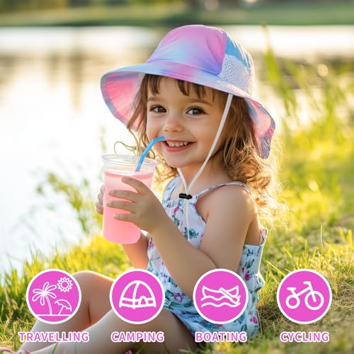 Image of Toddler Baby Sun Hat Kids Summer Beach Essentials Adjustable Beach Hats with Bucket Wide Brim for Boys Girls Age 0-14 Years