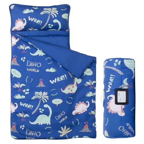 Image of MORAIS Toddler Nap Mat with Pillow and Blanket, 52 inch x 20 inch Lightweight and Soft Nap Mat for Preschool, Daycare, Travel Sleeping Bags