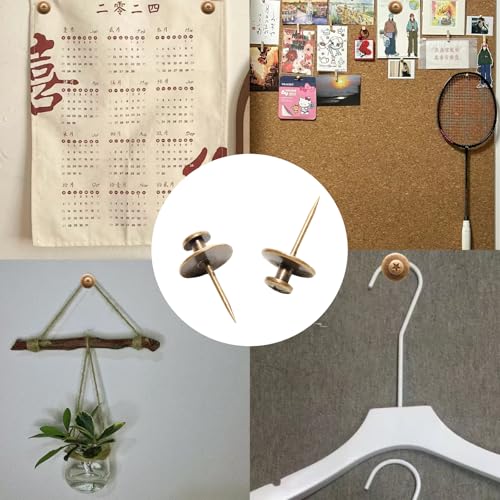 Image of 25 Pcs Bronze Tone Push Pins, Double Head Nails Decorative Tacks , Sturdy and Track-Less Wall Tacks for Easy Picture Hanging(Star Pattern)