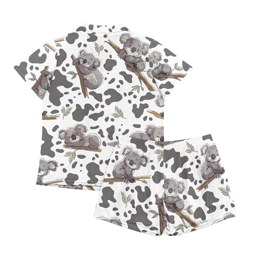 Image of Pjs Womens Short Sleeve Button Down Pajamas Set Two-Piece Nightwear with Pockets