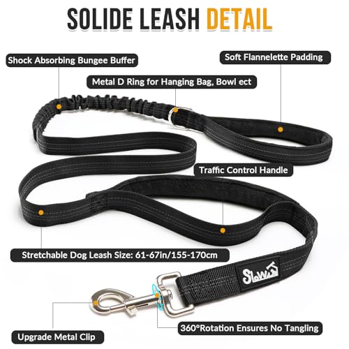 SlowTon No Pull Dog Harness - Heavy Duty Dog Harness and Leash Set for Medium Large Dogs, Reflective Tactical Harness with Soft Padded and Front Clip for Easy Walk and Training (Black L) - Image 5
