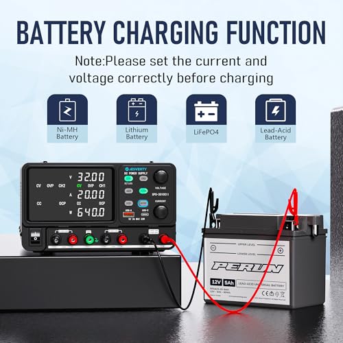 Image of DC Power Supply Variable, Dual Output 0-32V 0-10A Switching Bench Power Supply with Serial(62V 10A) /Parallal(32V 20A) Output Combination, 20W USB A&C Quick-Charge, Encoder Knob