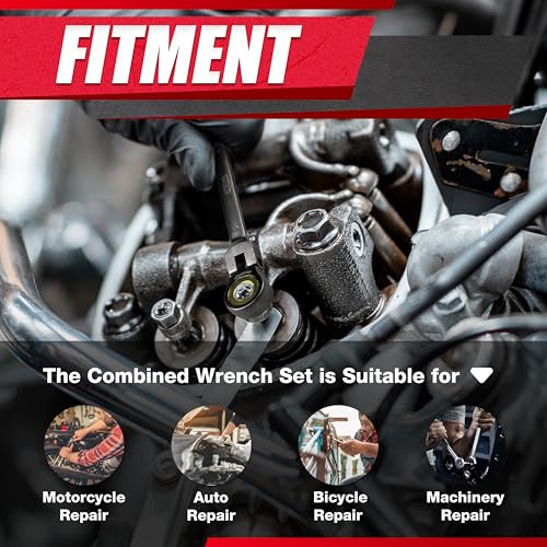 Image of EACELIY 12PCS 180 Metric Flex-Head Ratcheting Wrench Set,Ratchet Combination Master Speed Wrenches,72-Teeth,8-19mm,CR-V Steel,with Rack Tray Organizer