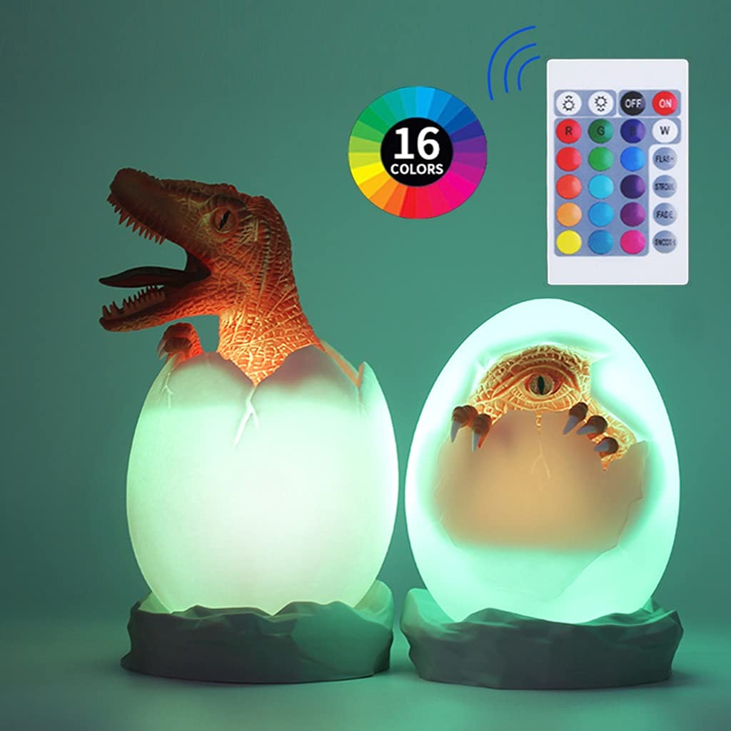 Lámpara de Dinosaurio 3D, Juguetes de Dinosaurios Recargable Luz de Noche de Noche de 16 Colores, Luces de Dinosaurio para la Habitación de Los Niños, Regalos de San Valentín para Niños