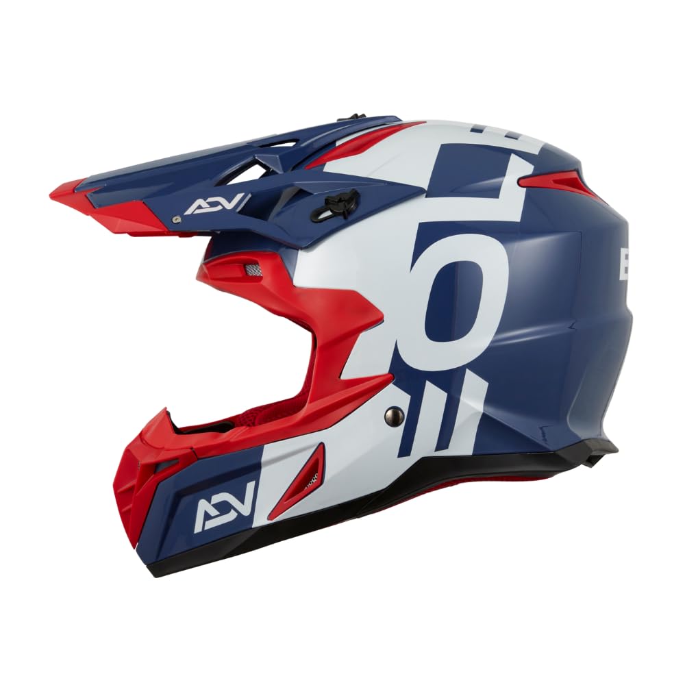 EOLE Casque Cross Advance Bleu et Rouge - Homologué ECE R 22.06 - L (59-60cm) - Coque ABS