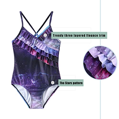 Image of Moon Tree Girls One Piece Swimsuits Ruffle Swimwear Beach Bathing Suit 2-14 Years