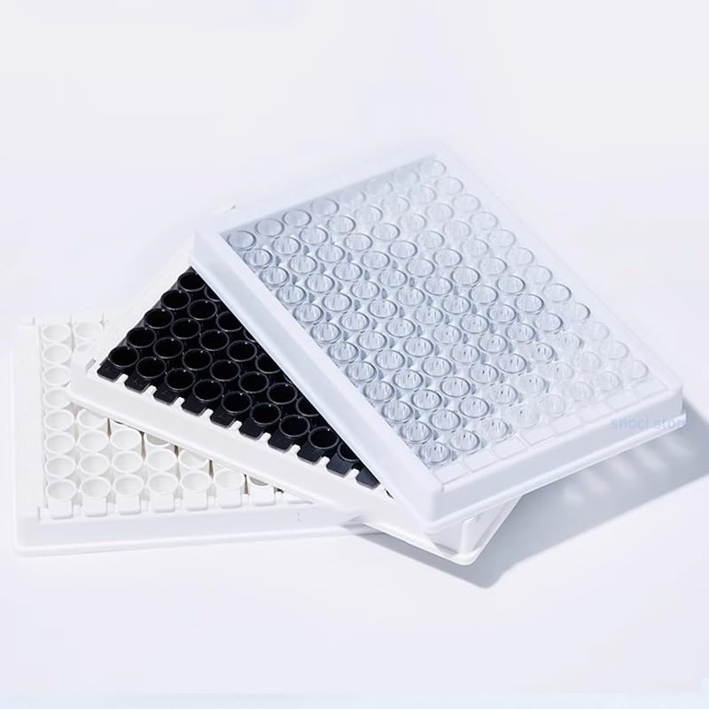 96 Holes Elisa Plate for Lab Equipment Well Culture Plate Tissue Culture Tool，polystyrene Detachable sterile Packing 5Pcs/Pack(Transparent-5set)
