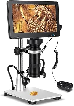 1200X Magnification Digital Microscope 12MP Video Microscope, With Adjustable LED Lights, 7.0 Inch Screen, Wired Control