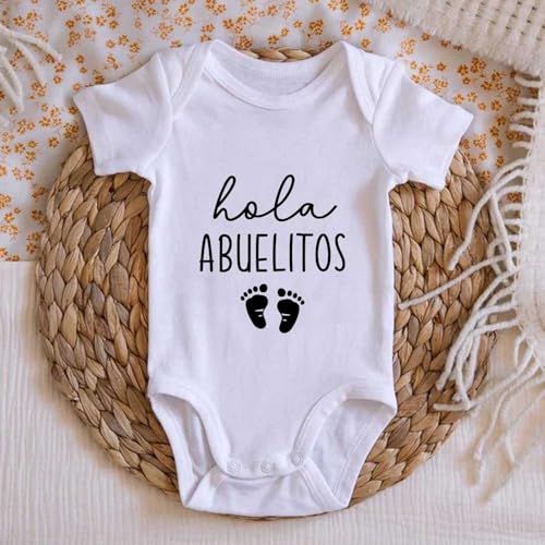 Hola Abuelitos Pregnancy Announcement Baby Bodysuit You're Going to be Grandparents Infant Romper4