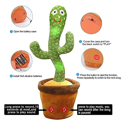 seOSTO Singing Dancing Cactus Toy Repeat What You Say - Image 4