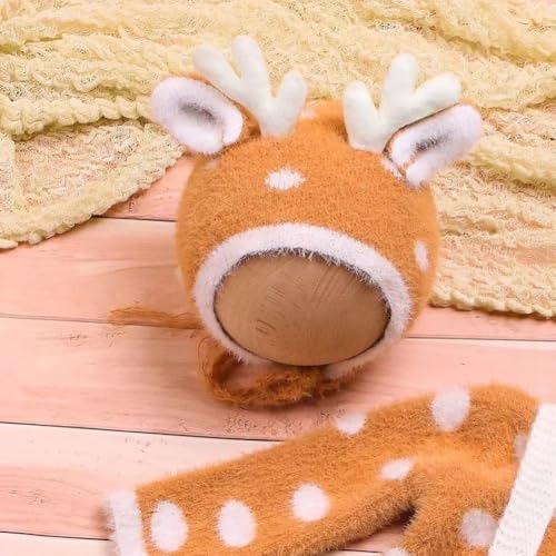 Tenues de Noël bébé costume de cerf pour séance photo de naissance - 4