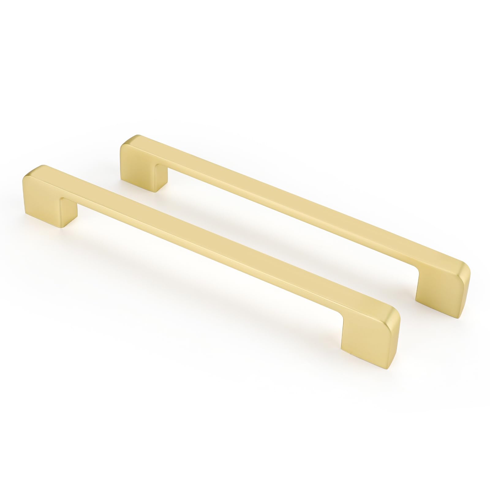 Rergy 10 Pack Golden Cabinet Handles Brushed Brass Cabinet Pulls - 8Inch Drawer Pulls Modern Dresser Drawer Hardware Zinc Alloy Pulls for Kitchen, Livingroom, Bathroom