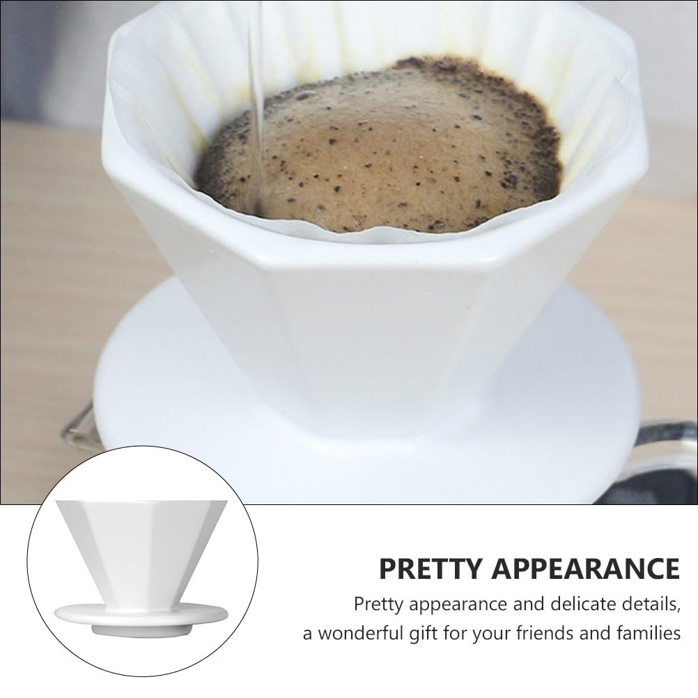 TEHAUX Filtro per Caffè in Ceramica, Gocciolatore Manuale, Bianco Opaco | Compatibile con I Filtri , Capacità da 1 a 4 Tazze, Strumento per Caffè Riutilizzabile, Preparazione Del Caffè Uniforme,