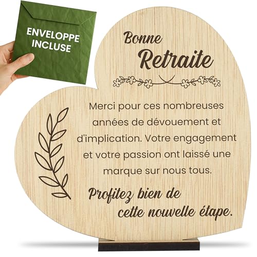CONTRAXT Carte de retraite en bois. Cadeaux uniques pour la retraite pour hommes et femmes, collègues, chefs, amis, enseignants (Retraite)