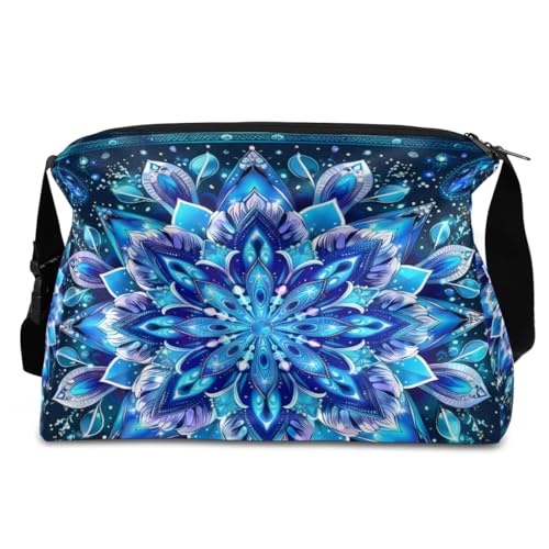 Leather Travel Duffle Bag for Women Men, Boho Mandala Flower Floral Small Sports Gym Bag Weekender Overnight Bags Underseat Carry on Luggage Bags for Airplanes, Personal Item Travel Bag,C-1992