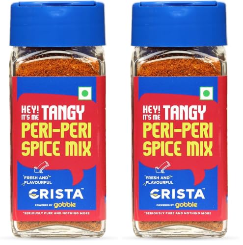 Image of CRISTA Tangy Peri-Peri Spice Mix | Exotic Spices | Multi-purpose Seasoning | Trans Fat Free | Vegan | Zero added Colours, Fillers, Additives & Preservatives | 45 gms (Pack of 2)