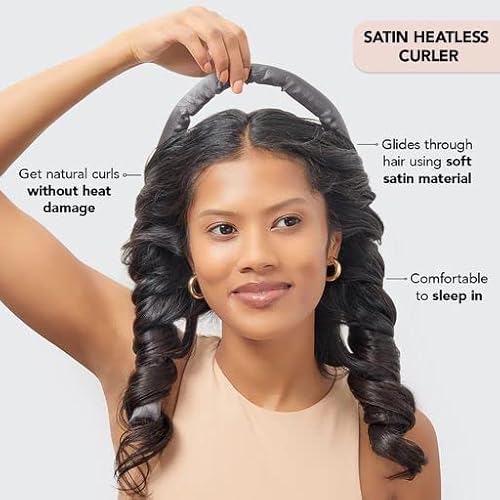 Kitsch Satin Heatless Curling Set - Hair Rollers For Heatless Curls | Heatless Hair Curlers & Hot Rollers | Hair Curlers To Sleep In | Heatless Curling Rod Headband | Heatless Curler (Charcoal) #TOP2