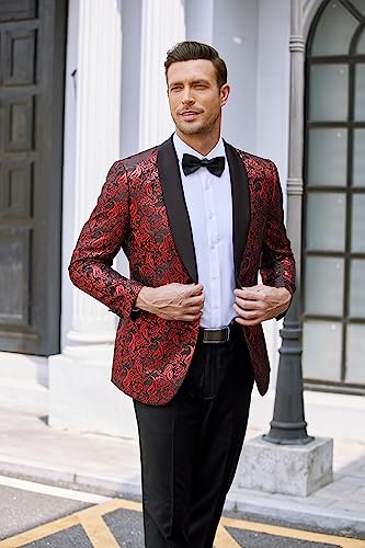 COOFANDY Men's Floral Tuxedo Jacket Jacquard Suit Jacket Slim Fit Blazer for Wedding, Prom, Dinner2