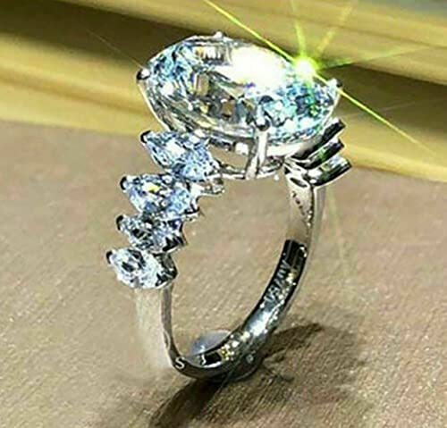 Cuteshop Elegant Huge Zircon Wedding Ring 18k Platinum Plated Shiny Cubic Zirconia Crystal Diamond Wedding Jewelry for Women (6)4