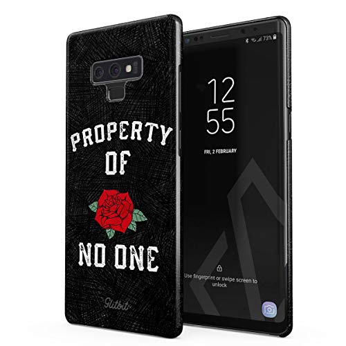 Glitbit Compatible with Samsung Galaxy Note 9 Case Property of No One Red Rose Grunge Tumblr Feminist Girl Gang Boss Badass Queen Princess Thin Design Durable Hard Shell Plastic Protective Case Cover