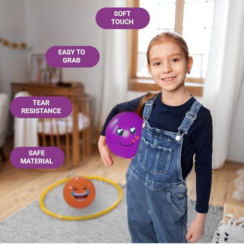 Image of GENIE'S Toy Bus 9-Inch Funny Faces Play Ball | Interactive | for Pool, Beach & Garden | Perfect for Outdoor & Indoor Play | PVC Ball for Kids & Adults I Pack of 2 (Multicolor)