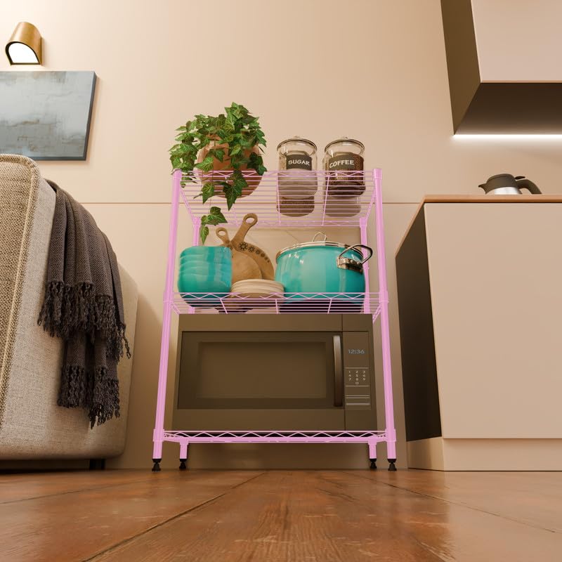 Image of 3-Shelves Heavy Duty Steel Storage Rack | Multipurpose Shelving Unit for Kitchen, Home & Utility