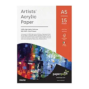 Artists' Acrylic Paint Paper 300GSM Cold Pressed A5 Pack of 30 for Acrylic, Watercolour, Gouache, Ink, Wet & Mixed Media, Art Painting, Drawing for Artists' & Amateurs