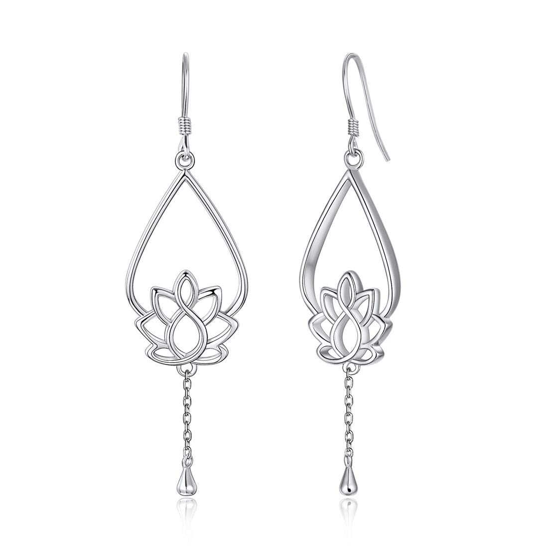 ChicSilver Pendientes Mujeres Plata de Ley 925 Flor de Loto/Arbol de Vida Pendientes Hipoalergénicos de Orejas Regalo Precioso de Cumpleaños
