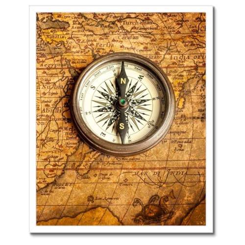 Poster avec cadre vieille carte de géographie décoration murale 40x50