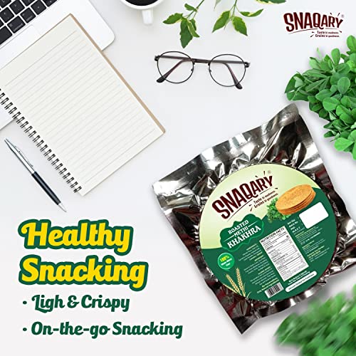 Image of Snaqary All In 1 Whole Wheat Flour Khakhra Roasted Methi Khakhra, pack of 3, Healthy Indian Snacks, Crispy and Crunchy Delicious snacks