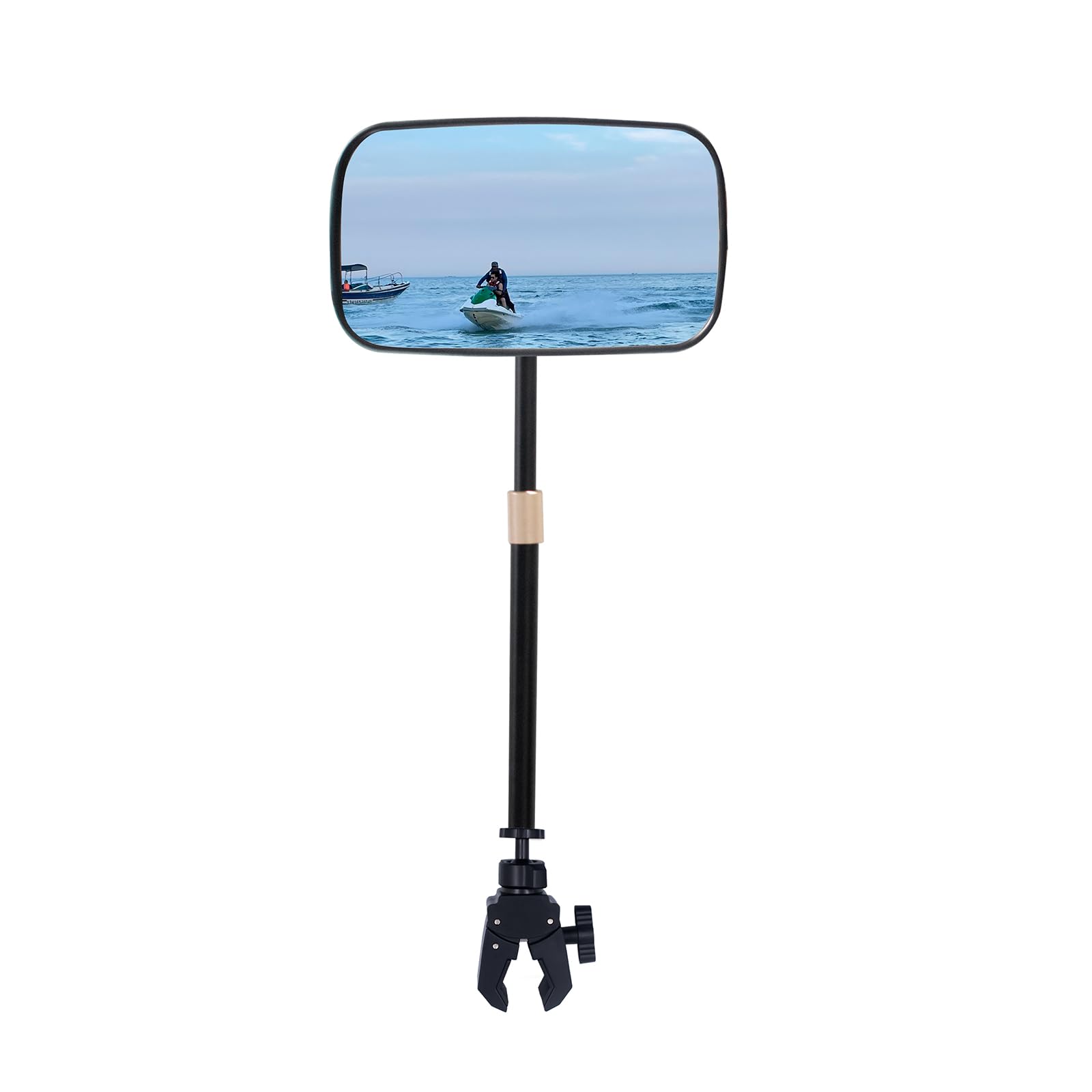Specchietto retrovisore per barche con asta telescopica, specchietto retrovisore regolabile a 360°, accessorio per barche da sci d'acqua, pontone, 22 x 12,5 cm