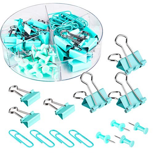 Push Pins Binder Clips Paperclips Sets for Office, School and Home Supplies, Desk Organized, 72 Pcs Assorted Sizes (Blue) Push Pins Binder Clips Paperclips Sets for Office, School and Home Supplies, Desk Organized, 72 Pcs Assorted Sizes (Blue)