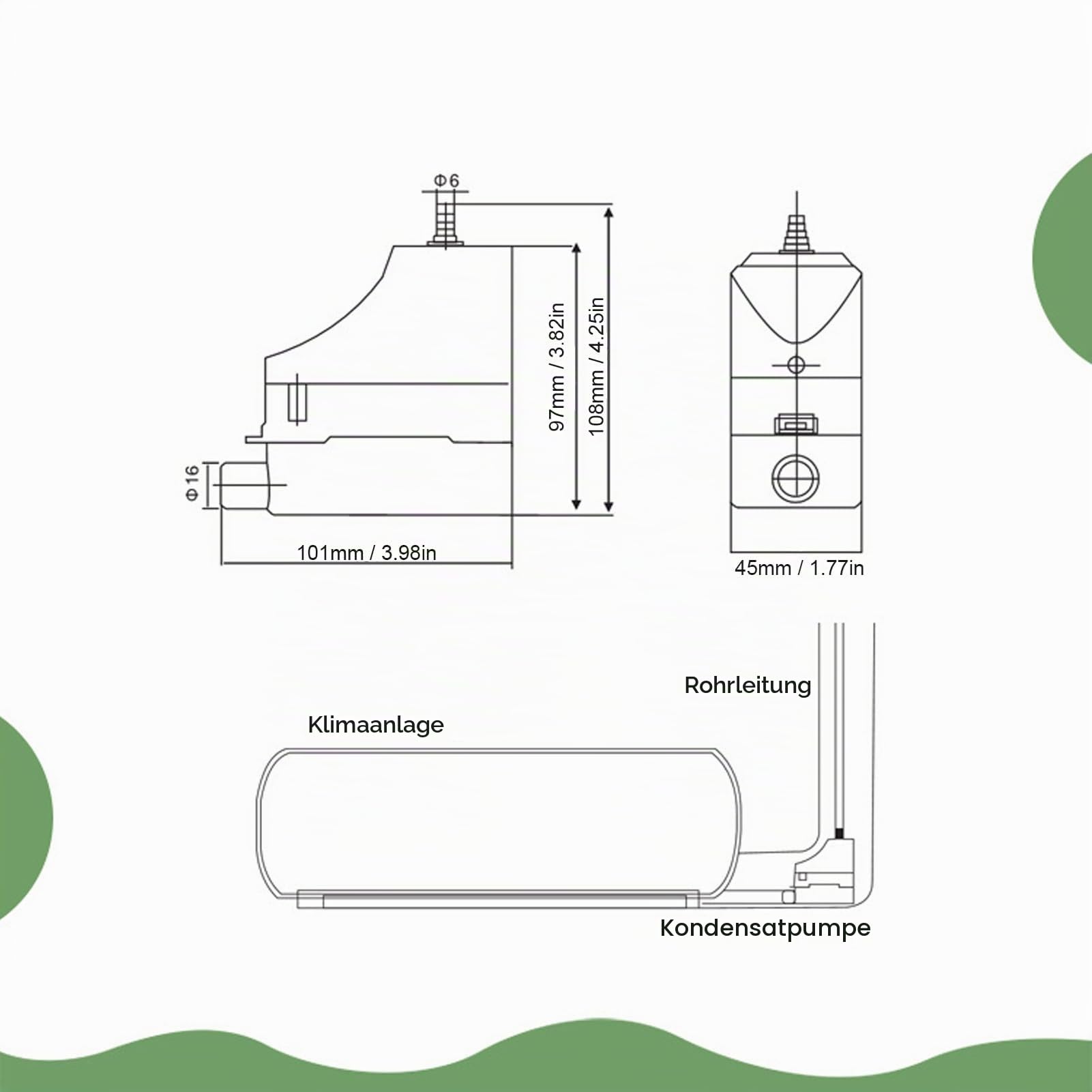 Kondensatpumpe Vollautomatische Kondenswasser Hebepumpe für Klimaanlagen mit Kompakter Größe und Stoßfestem Design 24 L/h Durchfluss