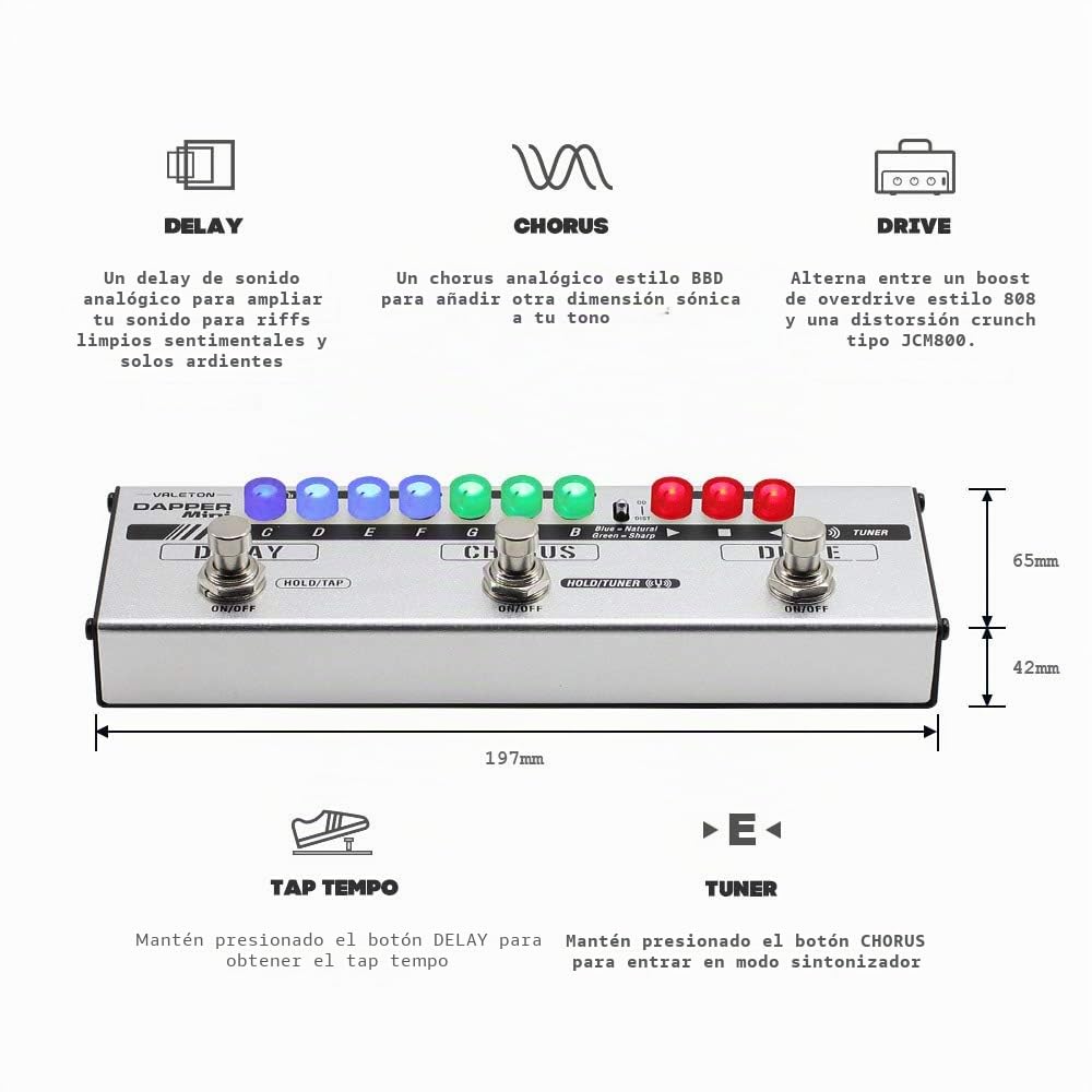 Valeton Dapper Mini Stage Session Gigging Gear Overdrive Distortion Chorus Delay Guitarra Pedal multiefectos