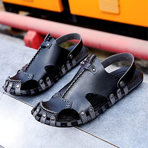 Sandals Men's Comfortable All-Match Men's Outer Wear Dual-use Slippers Wear-Resistant Beach Shoes Men(OneColor,43 Code)2