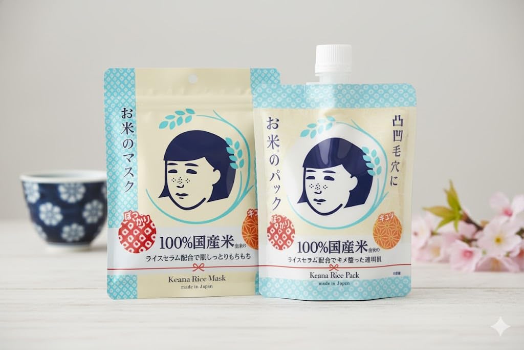Samurai Japan Exclusive – Keana Nadeshiko Rice Duo | Japanese Rice Mask, 10 Masks & Rice Pack 170g Set |Japanese Rice Skincare Set for Smooth & Hydrated Skin