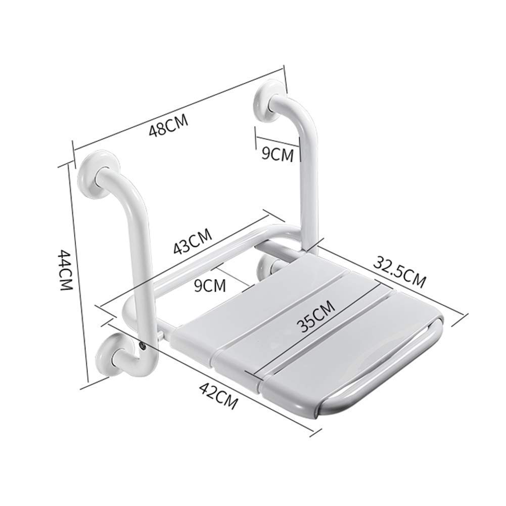 Stools,Shower Seat Wall Mounted Foldable Bathroom Bench Bathing Aid Home Sauna Room Use Suitable Shower Seat for Inside Shower,White Chair