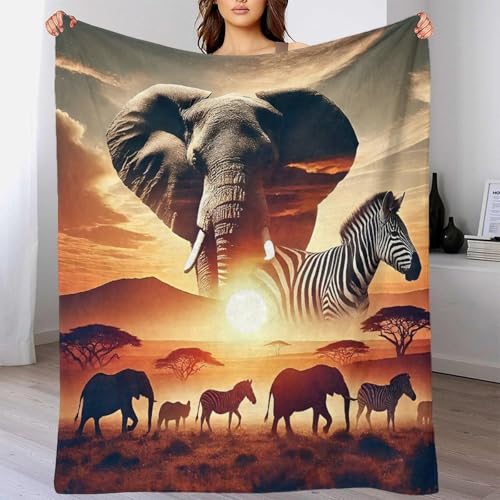 Couverture microfibre chaude et moelleuse jeté de canapé éléphant 3D