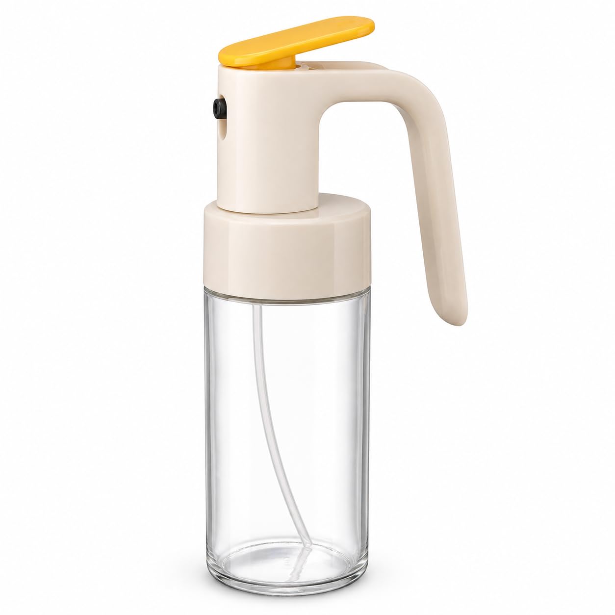 Oil Sprayer, 250ml Refillable Cooking Oil Spray Bottle with Handle for Olive Oil, Air Fryer, Salad, Baking, BBQ and Everyday Kitchen Cooking, Clear Beige
